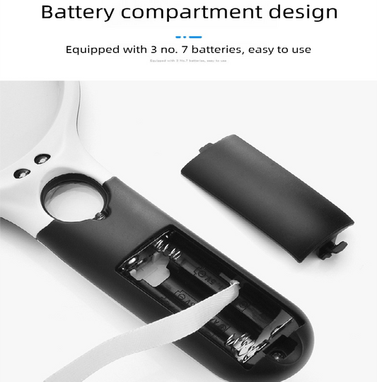 2 Pack Black and white Handheld LED Magnifying Glass 10x Zoom 70mm Lens Illuminated Reading Magnifier with Light for Seniors Low Vision Books Maps and Kids Science