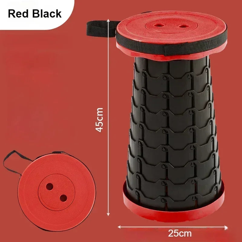 Portable Plastic Folding Telescopic Chair, Lightweight Adjustable Stool for Fishing Beach Camping, Compact Outdoor Foldable Seat