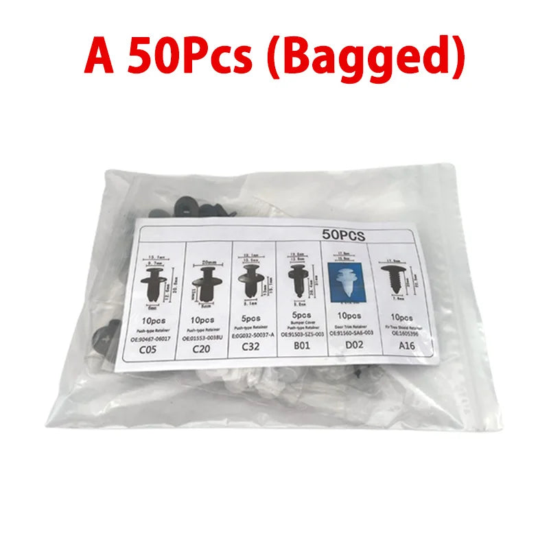 100PCS Auto Fastener Clips Kit - Multi-Size Retainers for Car Fender, Bumper, Door & Panel Trim