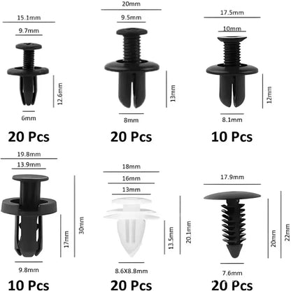 100PCS Auto Fastener Clips Kit - Multi-Size Retainers for Car Fender, Bumper, Door & Panel Trim