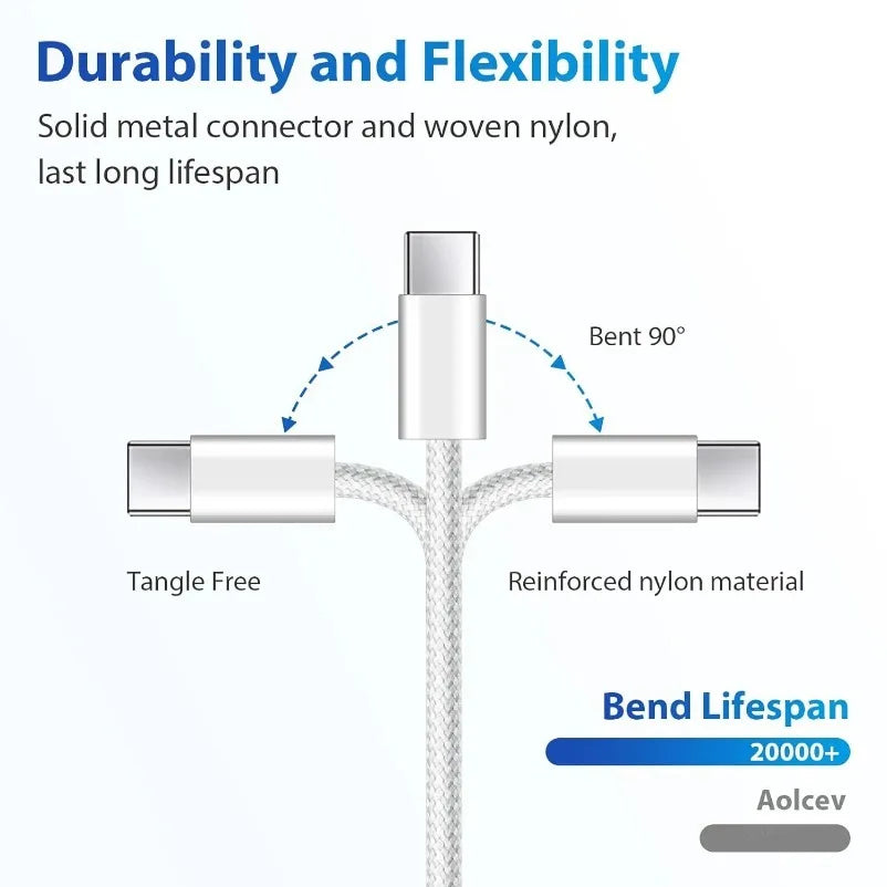 VIKEFON USB C Cable to USB C 60W Fast Charging Charger Cable Supports Fast Charging For iPhone 16 15 Samsung Xiaomi Huawei etc