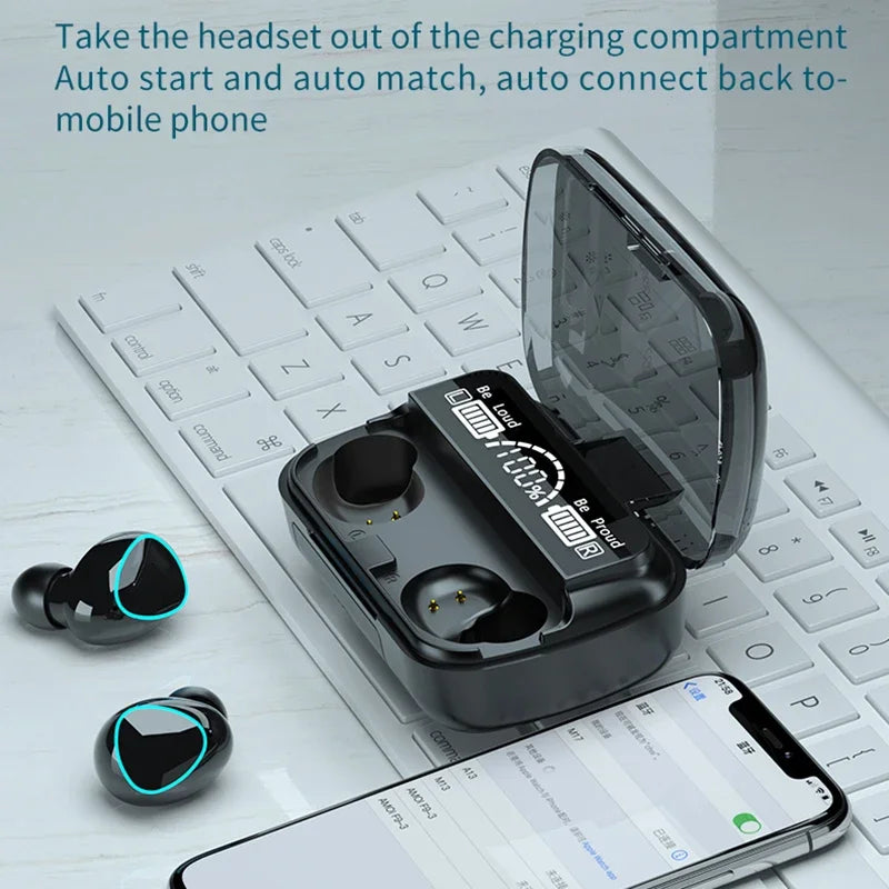TWS M10 Wireless Bluetooth Headset with Charge Box for Phone Noise Cancelling Mic Earbuds LED Display Headphones Sport Earphones