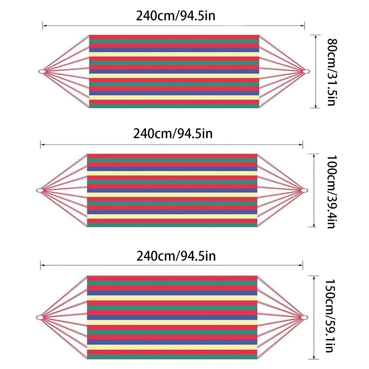 Double Hammock 2 Person Canvas Cotton Hammock with Tree Straps for Patio Garden Backyard Outdoor and Indoor (Red, Blue)