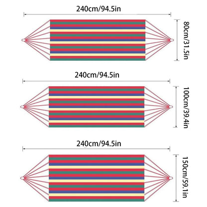 Double Hammock 2 Person Canvas Cotton Hammock with Tree Straps for Patio Garden Backyard Outdoor and Indoor (Red, Blue)