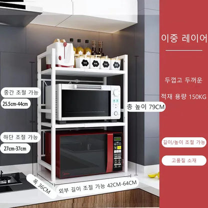 Scalable Microwave Oven Kitchen Shelf Free Standing Spice Storage Rack Adjustable Detachable Metal Holder for Kitchen Storage