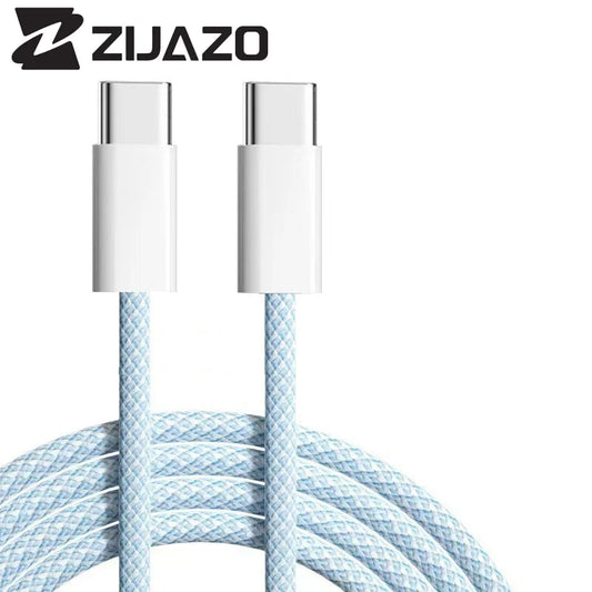 ZIJAZO USB-C to Type C Color Cable For Apple iPhone 15 PD 60W Fast Charging For Huawei Xiaomi Samsung Type C Weaving Cable