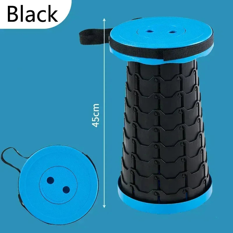 Portable Plastic Folding Telescopic Chair, Lightweight Adjustable Stool for Fishing Beach Camping, Compact Outdoor Foldable Seat