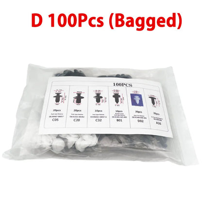 100PCS Auto Fastener Clips Kit - Multi-Size Retainers for Car Fender, Bumper, Door & Panel Trim