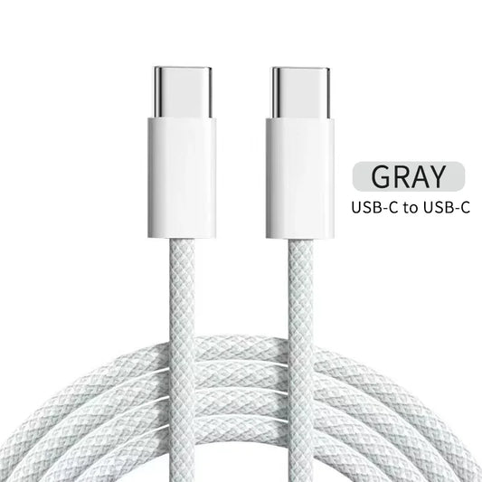 PD 60W USB-C To Type C Cable for IPhone 15 16 Pro Fast Charging Wire for Huawei Xiaomi Samsung Colorful Weaving Data Cable Line