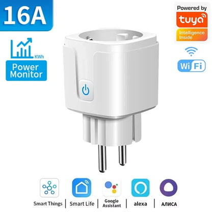 Tuya ZigBee 3.0 EU Smart WiFi Plug Socket 16A/20A Power Monitor Timer Function Remote APP Voice Control Google Home Alexa Yandex