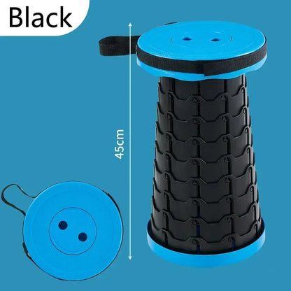 Portable Plastic Folding Telescopic Chair, Lightweight Adjustable Stool for Fishing Beach Camping, Compact Outdoor Foldable Seat