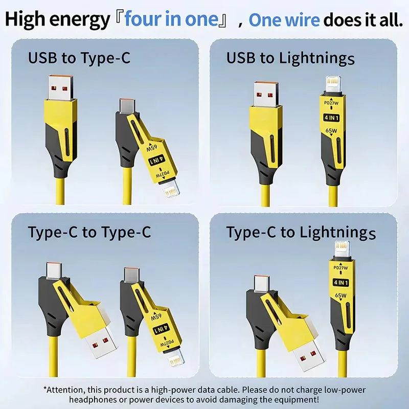 NNBILI 65w Zinc Alloy USB-C 4IN1 Fast Charging