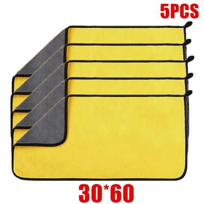 1-5Pcs Microfiber Towel Car Microfiber Cloth Wash Towel Microfiber Cleaning Cloth Absorbent Car Wash Drying Towel Auto Detailing